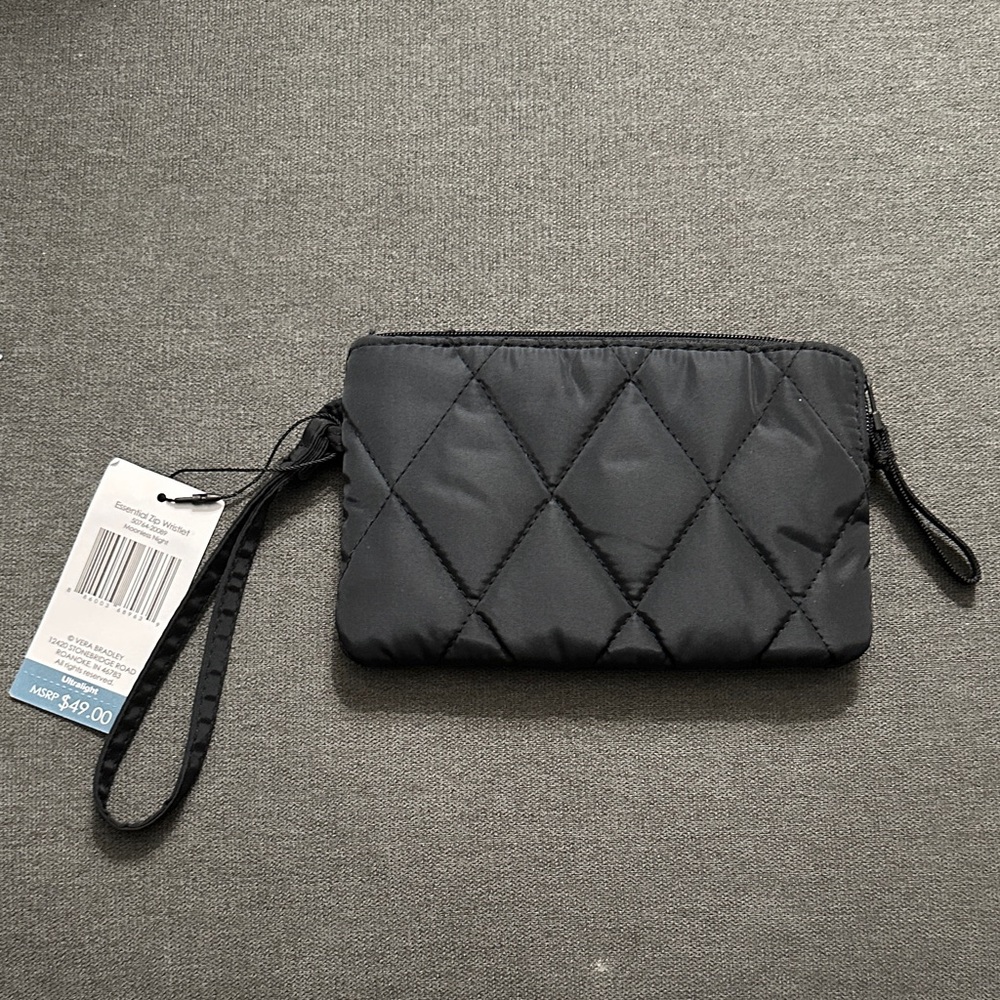 Vera Bradley Black Quilted Wristlet - NWT